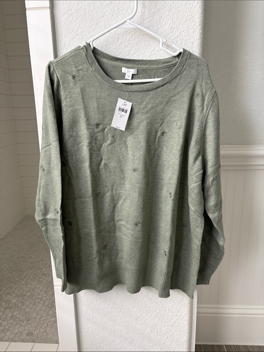 J. Jill Sage Green Crewneck Knit Sweater